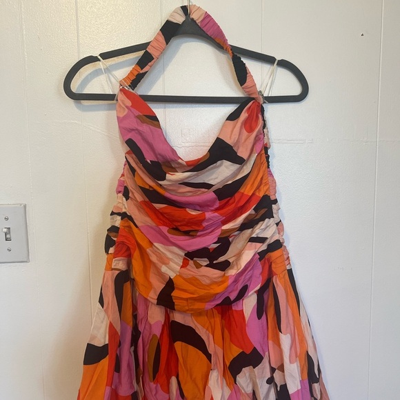 Vibrant Multicolor Halter Dress - Picture 1 of 5